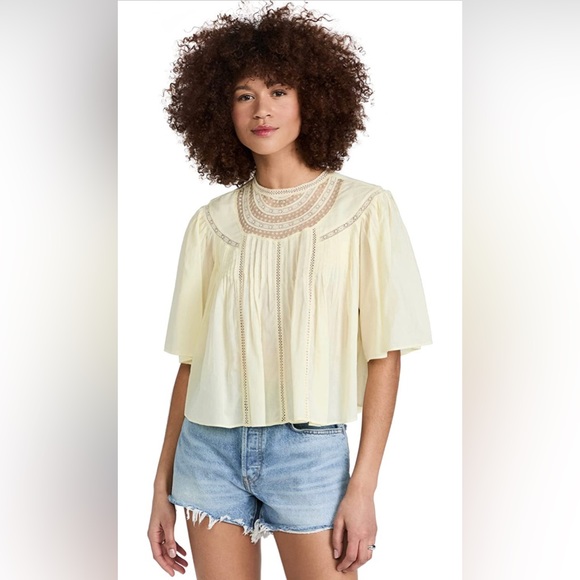 Rebecca Taylor Tops - Rebecca Taylor Short Sleeve Applique Top, Color: Light Lemongrass - M
